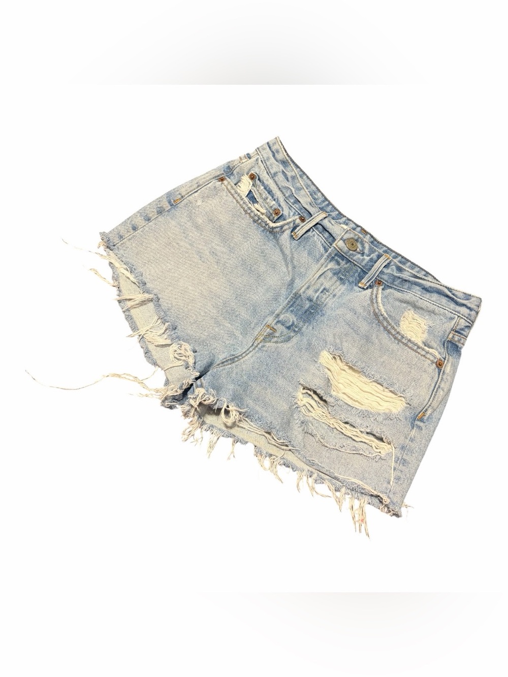 Distressed Denim Cutoff Shorts Size 27 Y2K High Rise Medium Wash GRLFRND Sexy